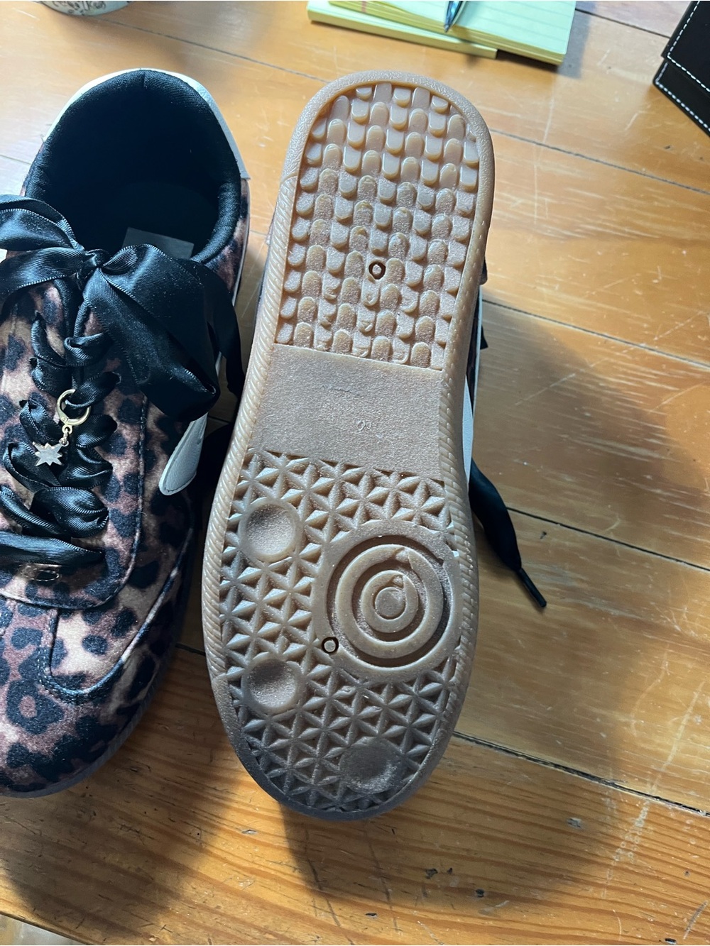 Dolce Vita Leopard Print Sneakers with Black Satin Laces